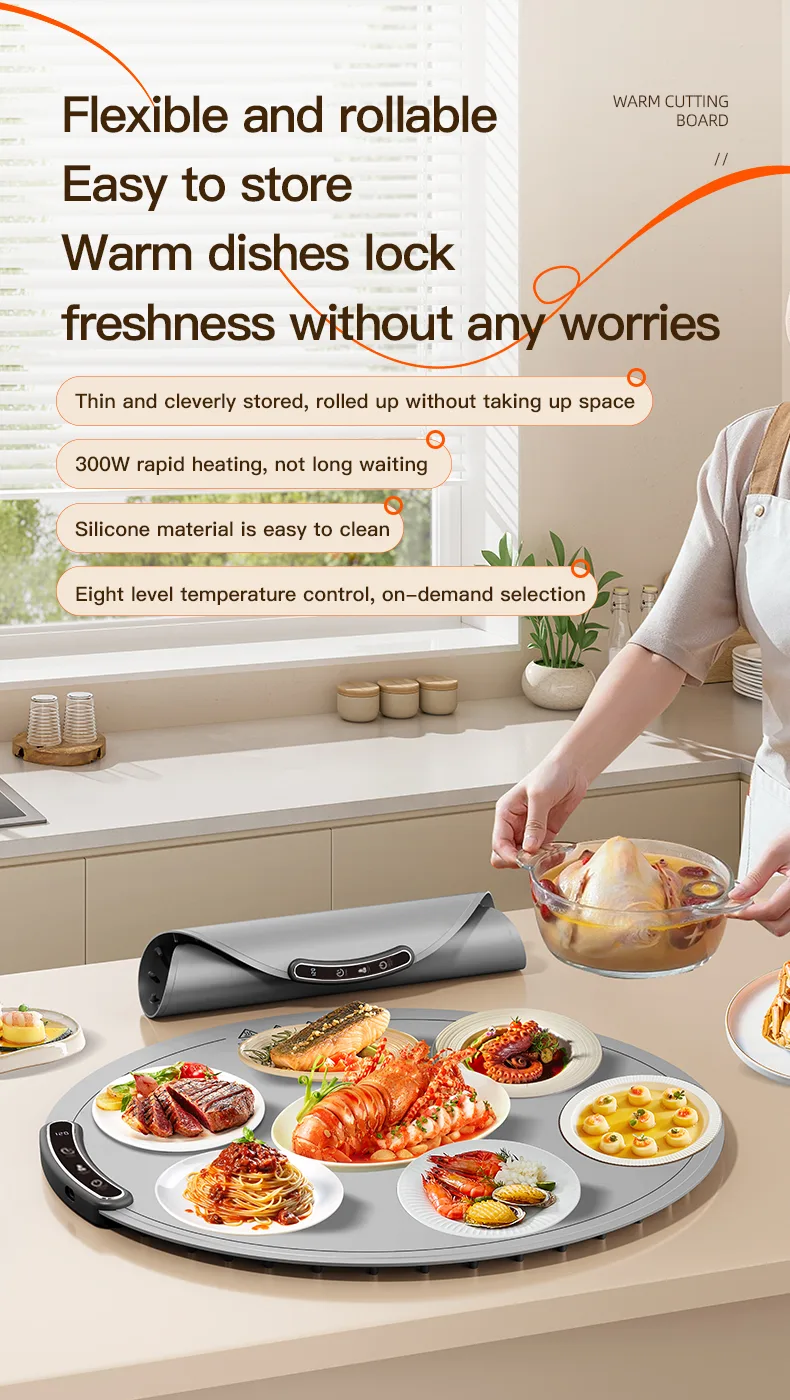 Heating Silicone Electric Warming Tray Food Warming Mat Roll up Buffet Hot Plates Heat Pad for Parties Home Travel - detail view 6