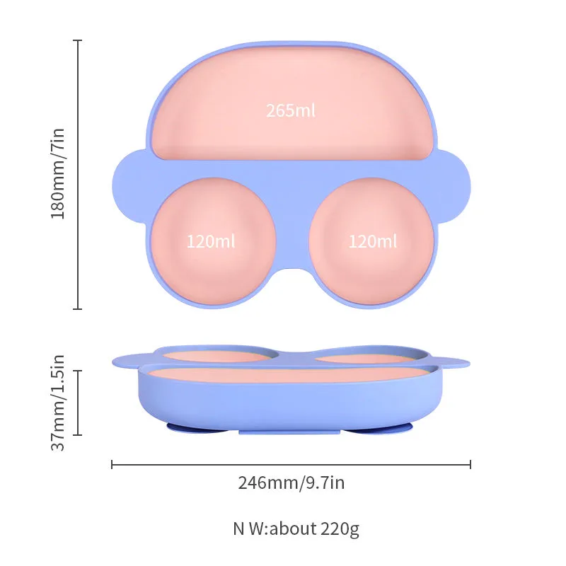 New Arrival Silicone Baby Led Weaning Set Toddler Car Plate With Suction BPA Free Baby Birthday Bift Set - detail view 4