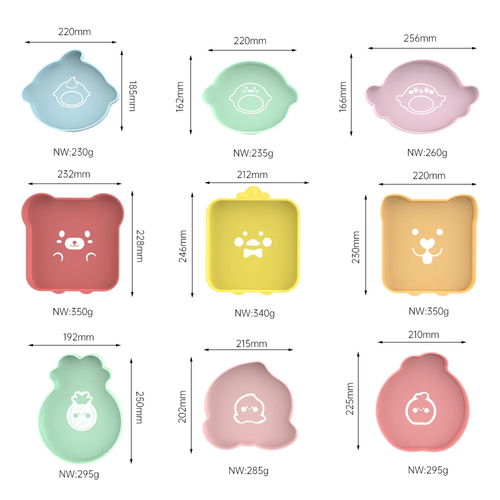 Custom Cute Cartoon Silicone Baby Plate Children's Divided Tableware Set Kids Dining Packaged Box - detail view 11
