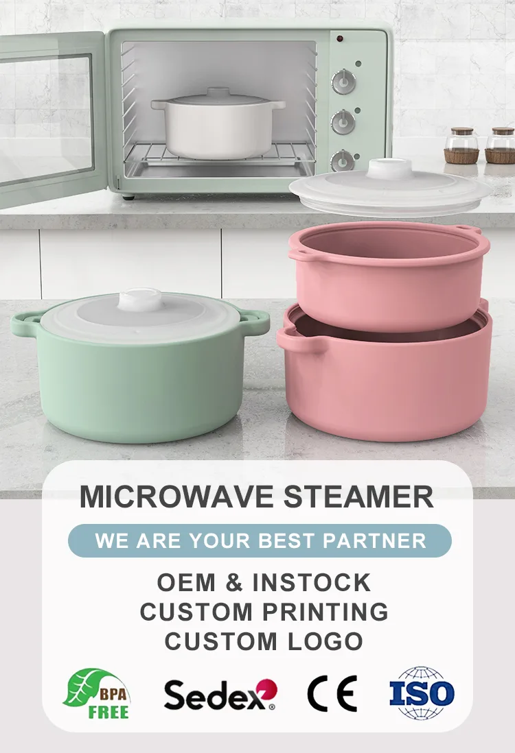 BPA-Free Eco-Friendly Silicone Microwave Steamer Lazy Food Steamer Bowl for Vegetables and Cooker Pot - Silicone microwave steamer P - detail view 6