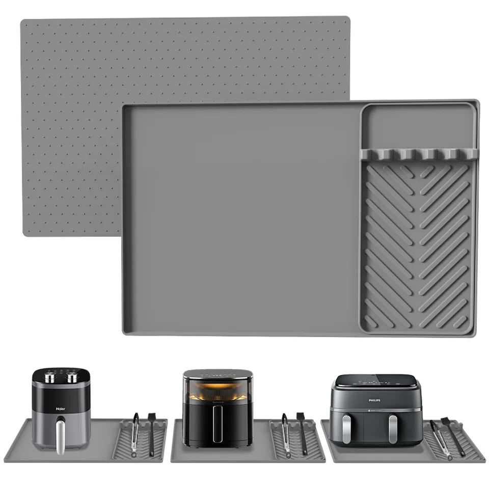 Top Ranking Large Rectangular Embossed Table Mat Heat-Resistant Mat Foldable Silicone Dish Drying Mat - Style 2 - detail view 2