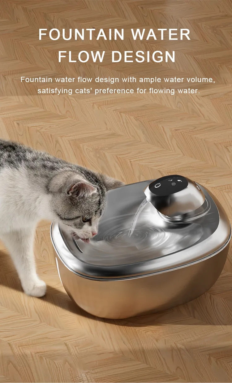 304 Stainless Steel Automatic Pet Fountain 1.8L Cat Dog Water Feeder Faucet Live Water Filter Solid Pattern 2L Capacity - detail view 9