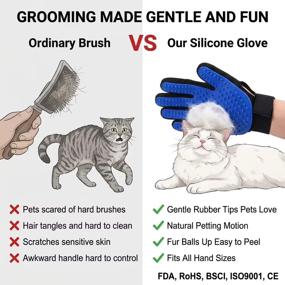 Personalizado silicone animais pelo removedor luvas animais higiene luva Guantes De - detail view 2