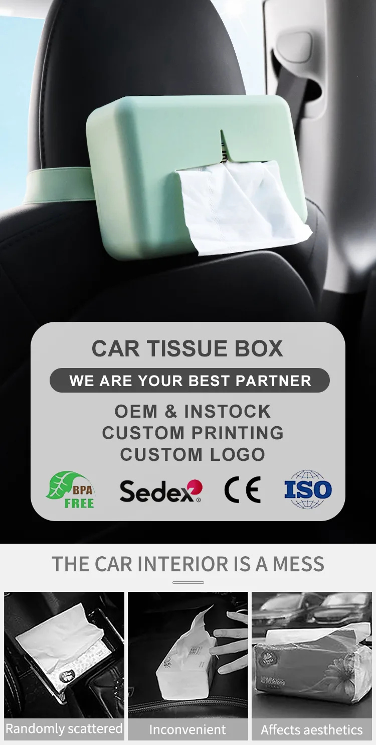 New Arrivals Custom Creative Multi-Functional Silicone Car Tissue Holder Paper Box Tissue Box for Most Car - detail view 6
