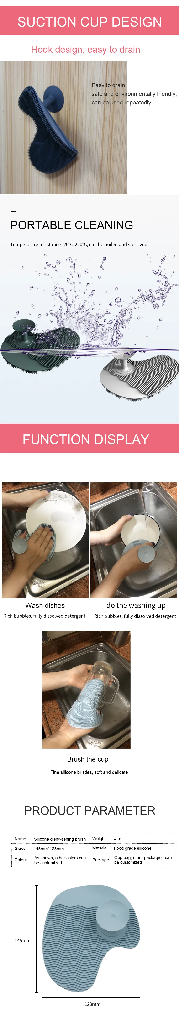 smiley Dishwashing Sponges Kitchen Cleaning with Handle Cepillo Para Lavar Platos Silicone Dishwashing Brush - detail view 6