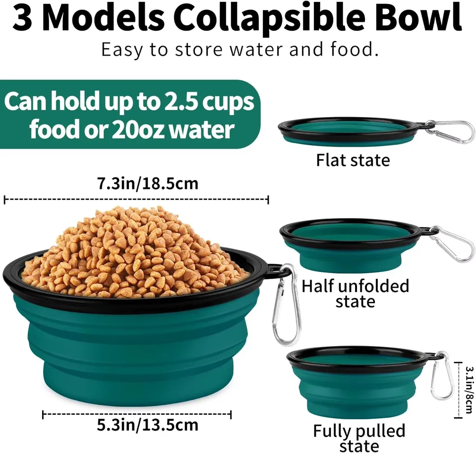 Top Ranking Manufacture Portable Foldable Dog Bowl Food Water Feeding Silicone TPE Collapsible Pet Bowl - detail view 4