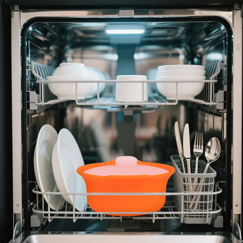 Custom Logo Kitchen Utensil Food Grade Safe Cooking Food Steamer Microwave Oven Silicone Bowl Food Container - detail view 4