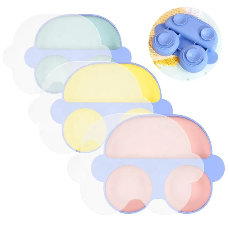 New Arrival Silicone Baby Led Weaning Set Toddler Car Plate With Suction BPA Free Baby Birthday Bift Set - detail view 5
