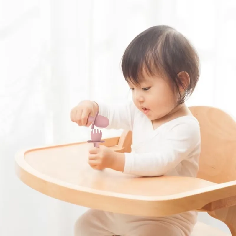 BPA Free Silicone Baby & Toddler Feeding Utensils Children's Design Style-Safety Food Spoon Fork - detail view 3