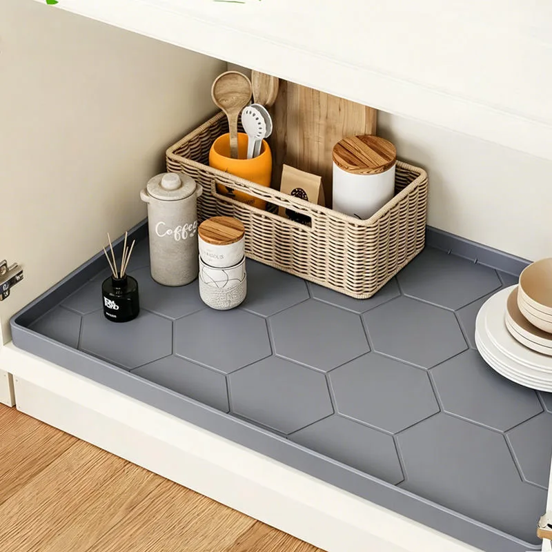 Large Premium Waterproof Silicone Drip Tray Liner Silicone Kitchen Cabinet Water Leak Protection Under the Sink Silicone Mat - Under the Sink Mat - Style 2 - main product image