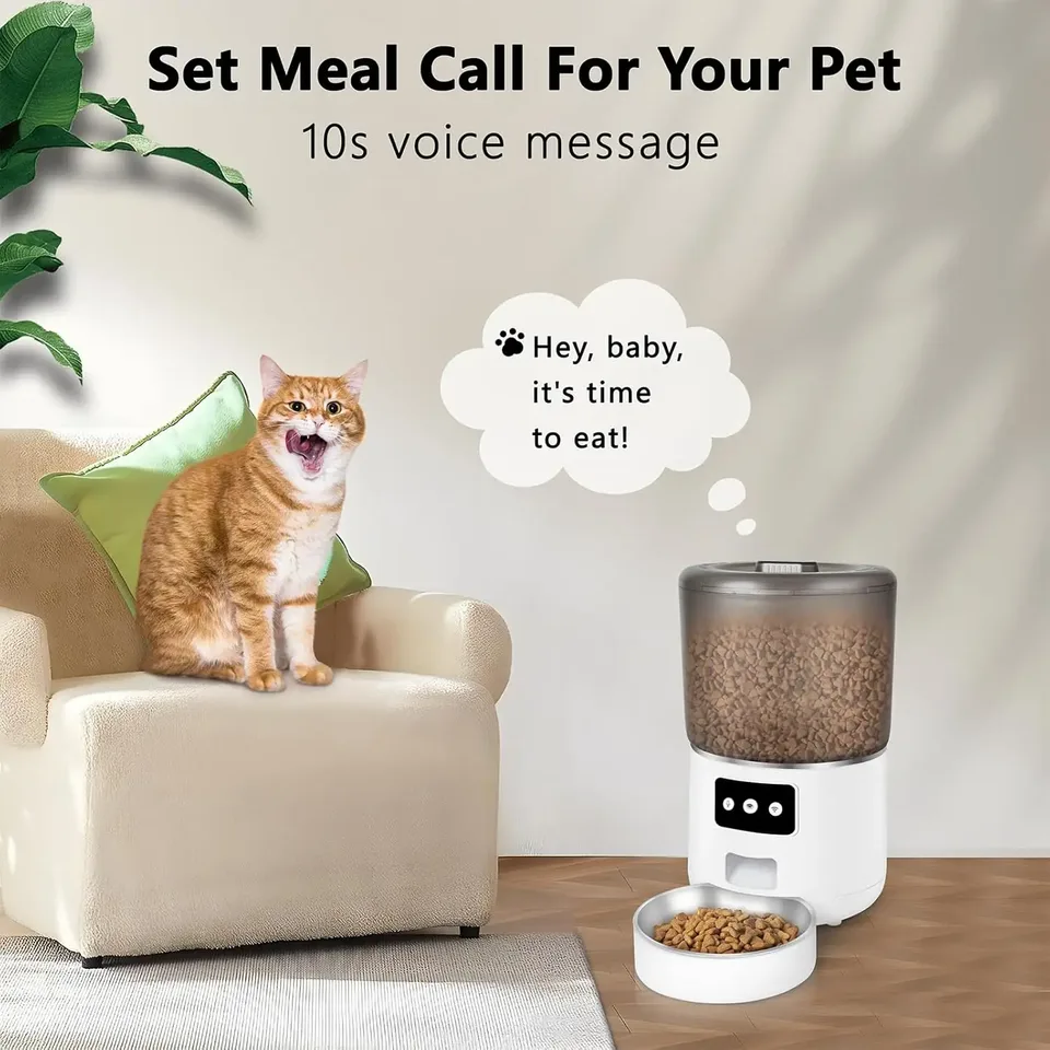 Portátil inteligente animais comedouro 1. 5kg USB Dry alimentar distribuidor 4L aço - detail view 5
