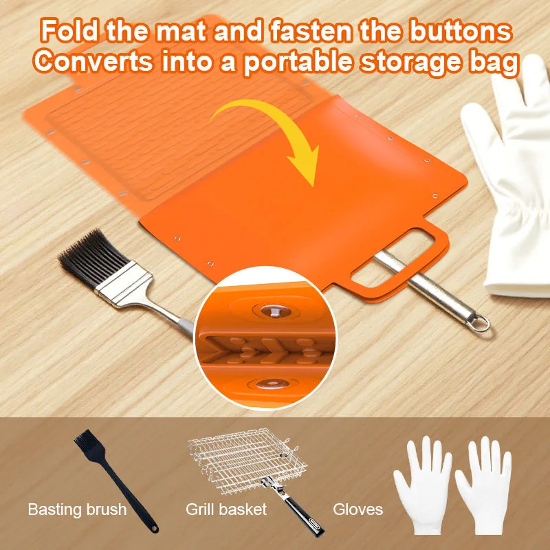 Impermeable fuego anti antiadherente barbacoa silicona Grilling alfombrillas Oil-Resistant - detail view 3