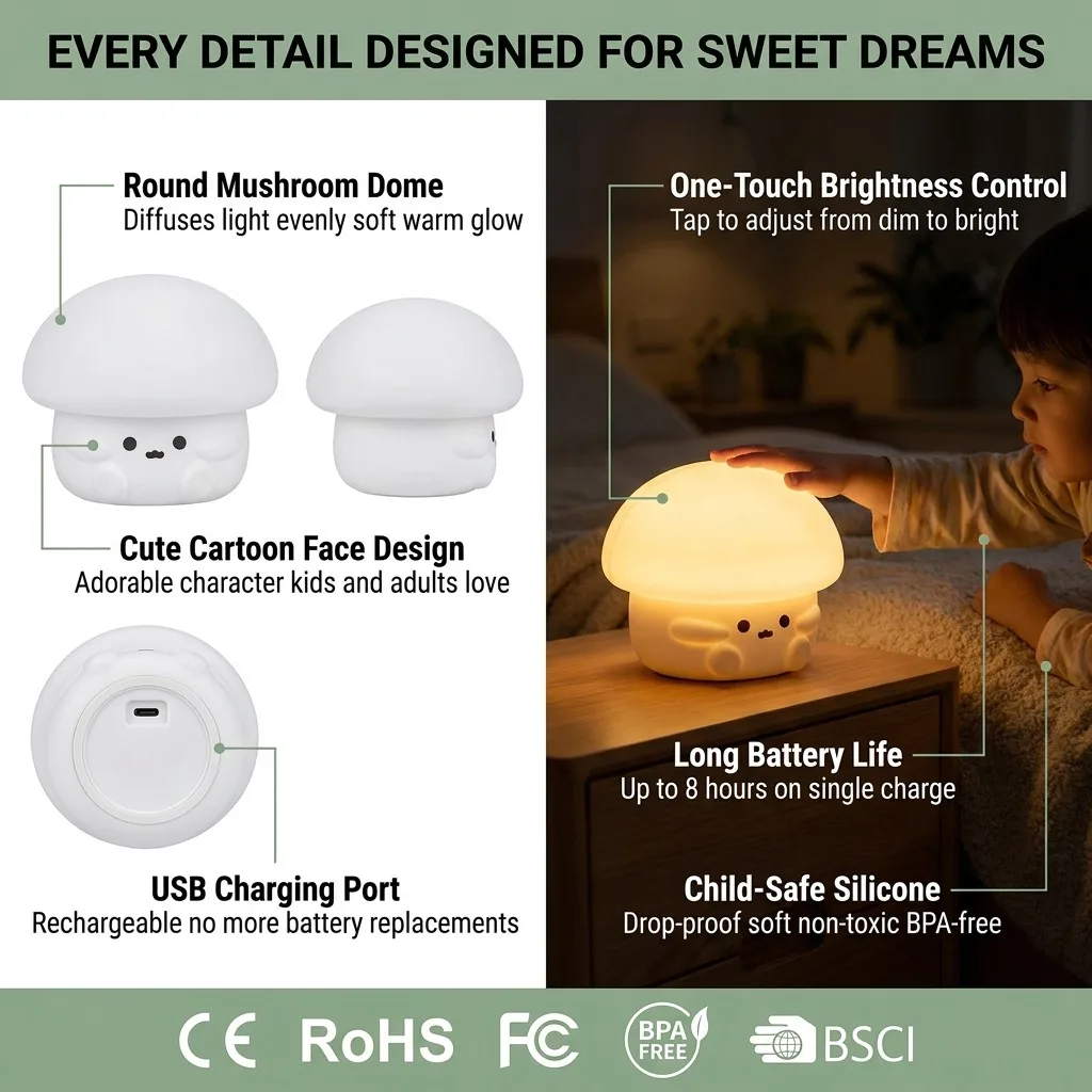 Clap Christmas Lights LED Smart Three-Speed Cute Silicone Night Light for Rooms Eye Protection Sleep Atmosphere Clap Light - LED & Light Therapy - Style 2 - detail view 9