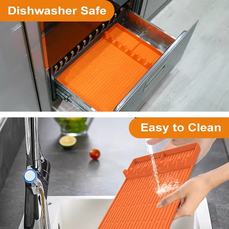 Silicone Griddle Tools Mat BBQ Caddy Utensils Holder Cooking Countertop Spatula Mat - detail view 10