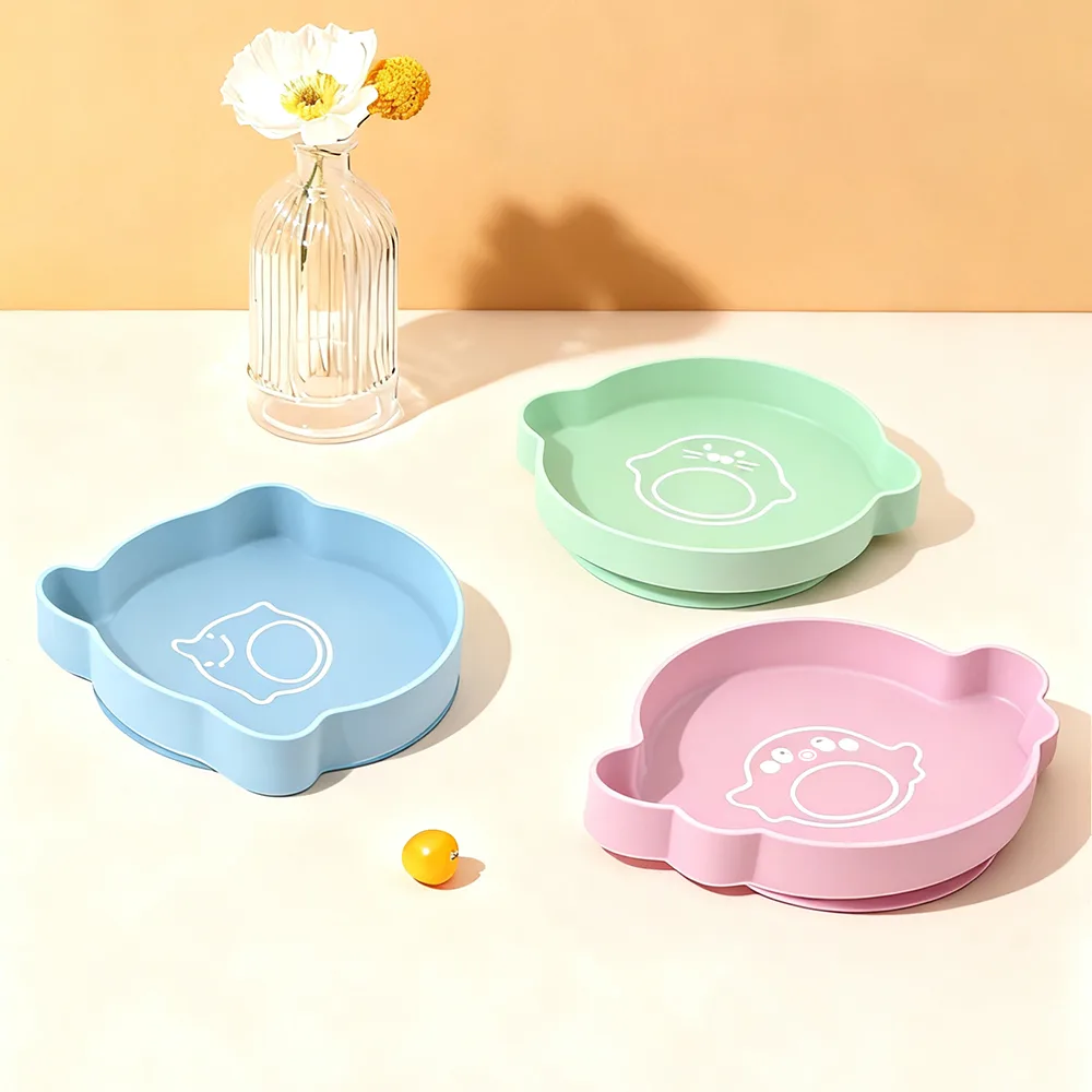 Custom Cute Cartoon Silicone Baby Plate Children's Divided Tableware Set Kids Dining Packaged Box - detail view 6