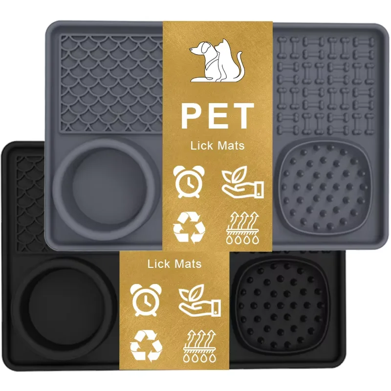 Modern Non-Slip Dog Bowl with Solid Pattern Food Grade Silicone Pet Lick Mat Eco-Friendly Automatic Pet Feeder for Water Food - main product image