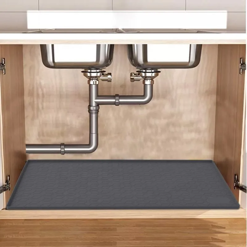 2025 New Kitchen Silicone Sink Mat Custom Waterproof Hole Anti-slip Silicone Kitchen Cabinet Protector Mat Under Mat - main product image