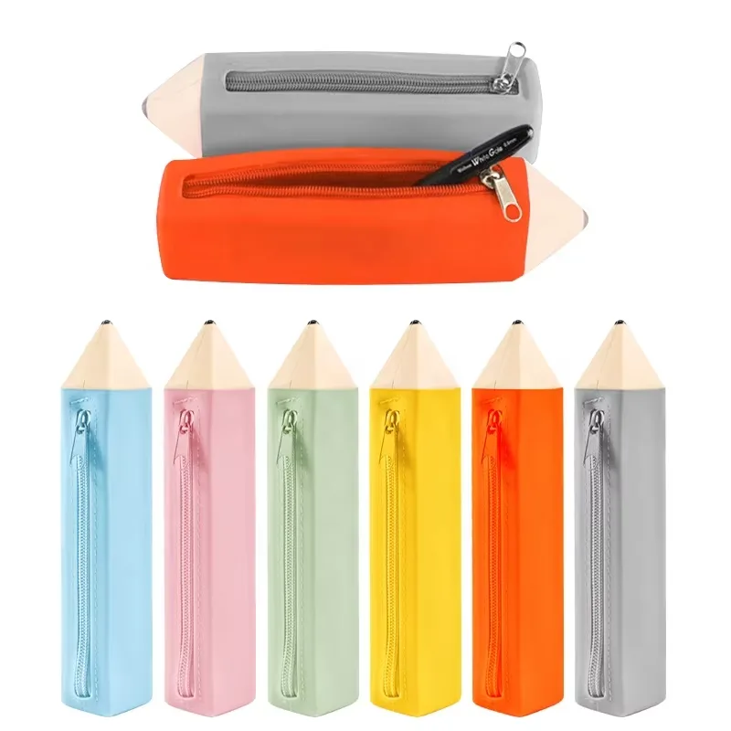 Custom Logo Silicone School Bag Pencil Case With Nylon Zipper for Cute School Supplies Stationery Students - main product image