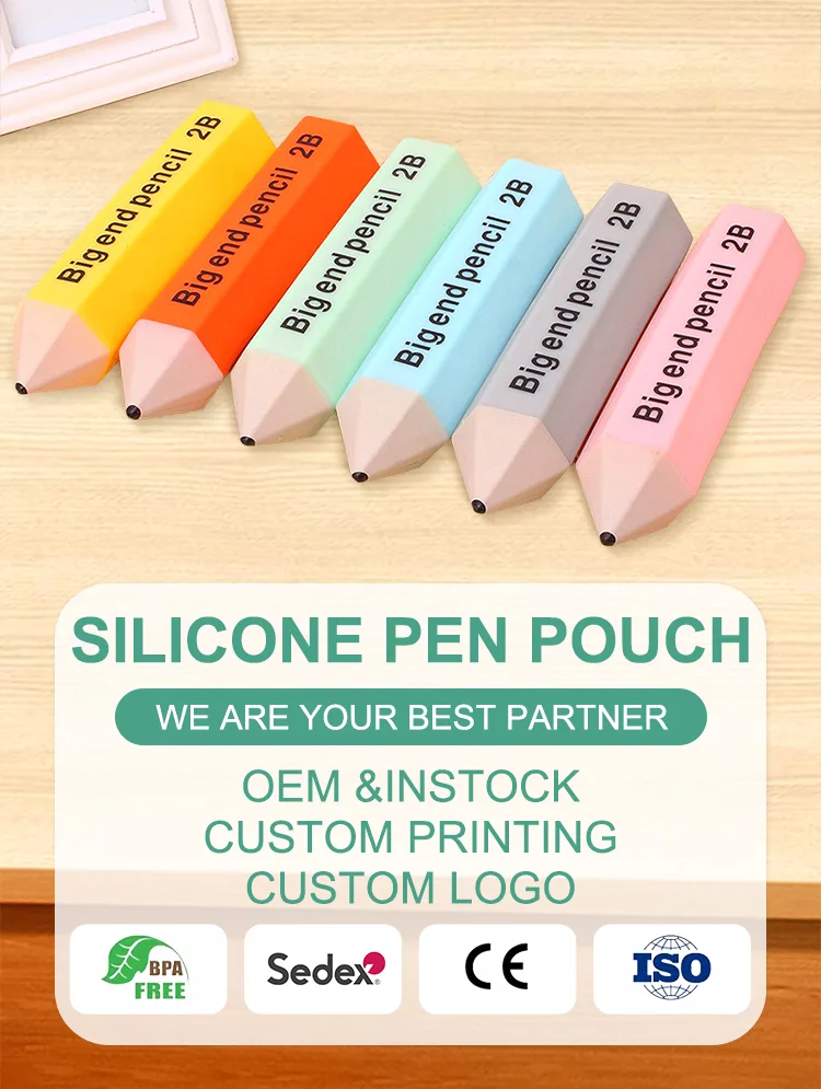Custom Logo Silicone School Bag Pencil Case With Nylon Zipper for Cute School Supplies Stationery Students - detail view 6