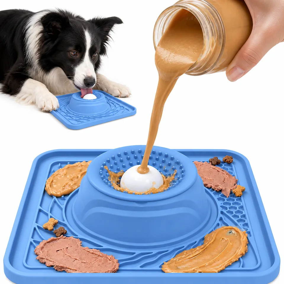 Silicone Slow Feeder Dog Bowl Anti-Choking Food Licking Plate Auto-Eating Feature for Dogs - main product image