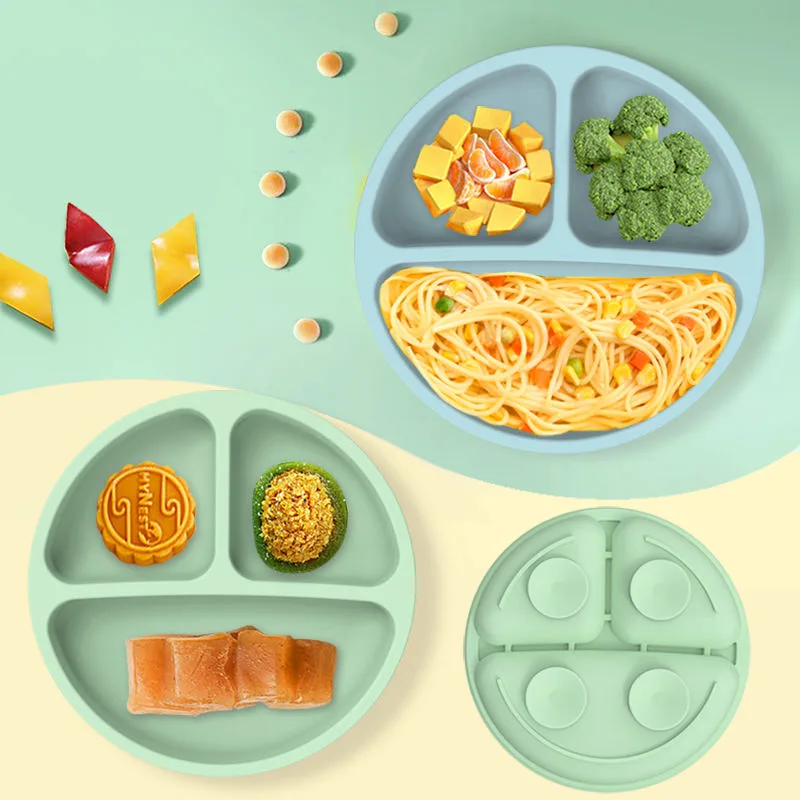 Silicone Plate Set Baby with Suction Feeding Placemat Set Non-Slip Toddlers Food Feeding Baby Plate Set for Children - detail view 2