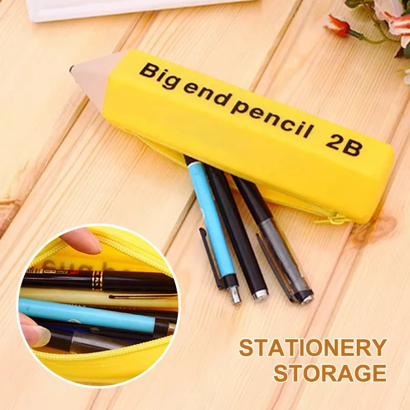 Custom Logo Silicone School Bag Pencil Case With Nylon Zipper for Cute School Supplies Stationery Students - detail view 4