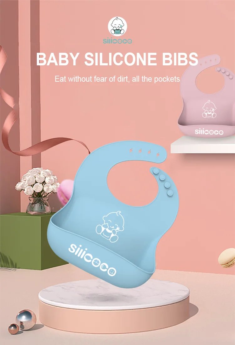 Personalizado Silicoco bebé babadores atacado impermeável babador sem BPA ajustável fácil - detail view 6