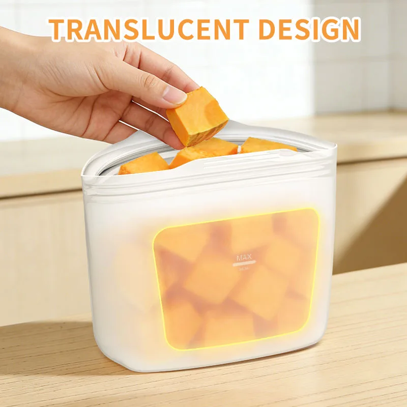 Food Grade Silicone Reusable Storage Bags for Refrigerator Full Silicone Self-Sealing Thickened Transparent Airtight Bag - detail view 3