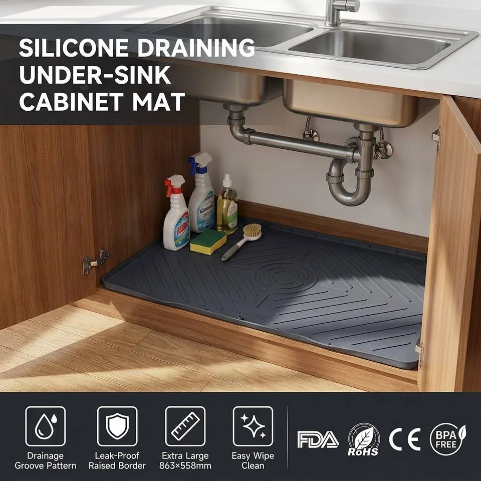 クラシック スタイル シリコーン 食器乾燥 マット カスタム サイズ キッチン シンク テーブル 排水 パッド Multi-Purpose Insulation 環境配慮 - detail view 1