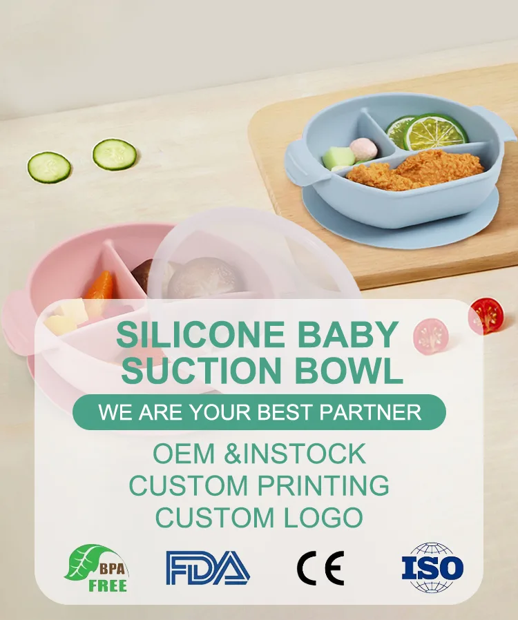 Custom Baby Feeding Bowl Set with Suction Cup Base Food Grade Non-Toxic BPA Free Silicone Baby Bowl for Toddlers - detail view 6