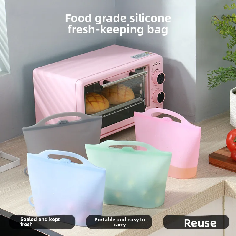 Écologique réutilisable silicone alimentaire sacs set support pochette fermeture éclair - main product image