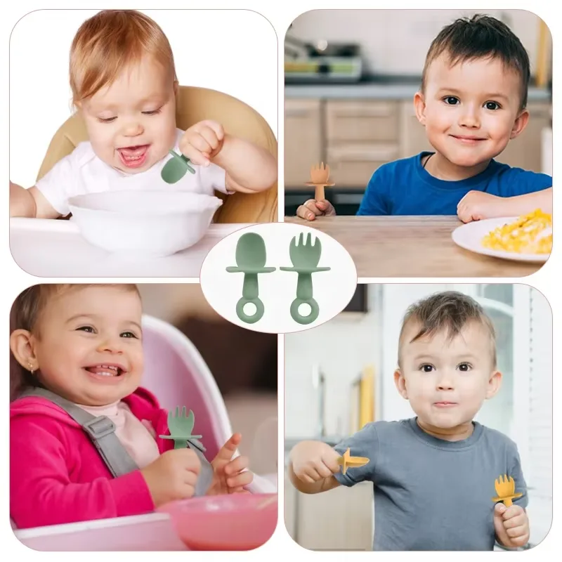 BPA Free Silicone Baby & Toddler Feeding Utensils Children's Design Style-Safety Food Spoon Fork - detail view 5