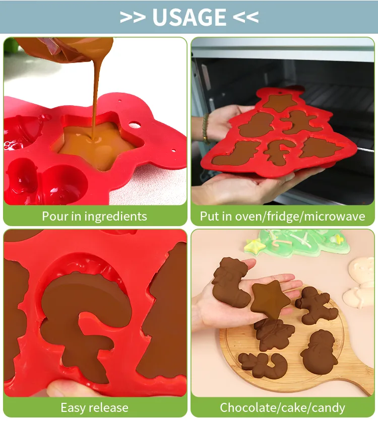 Christmas Tree Silicone Baking Mold - Food Grade Holiday Themed Pan for DIY Cookies Candies Chocolate Cake Bread - detail view 11