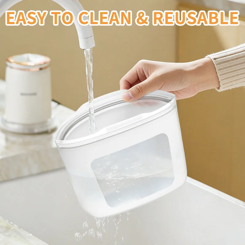 Food Grade Silicone Reusable Storage Bags for Refrigerator Full Silicone Self-Sealing Thickened Transparent Airtight Bag - detail view 1