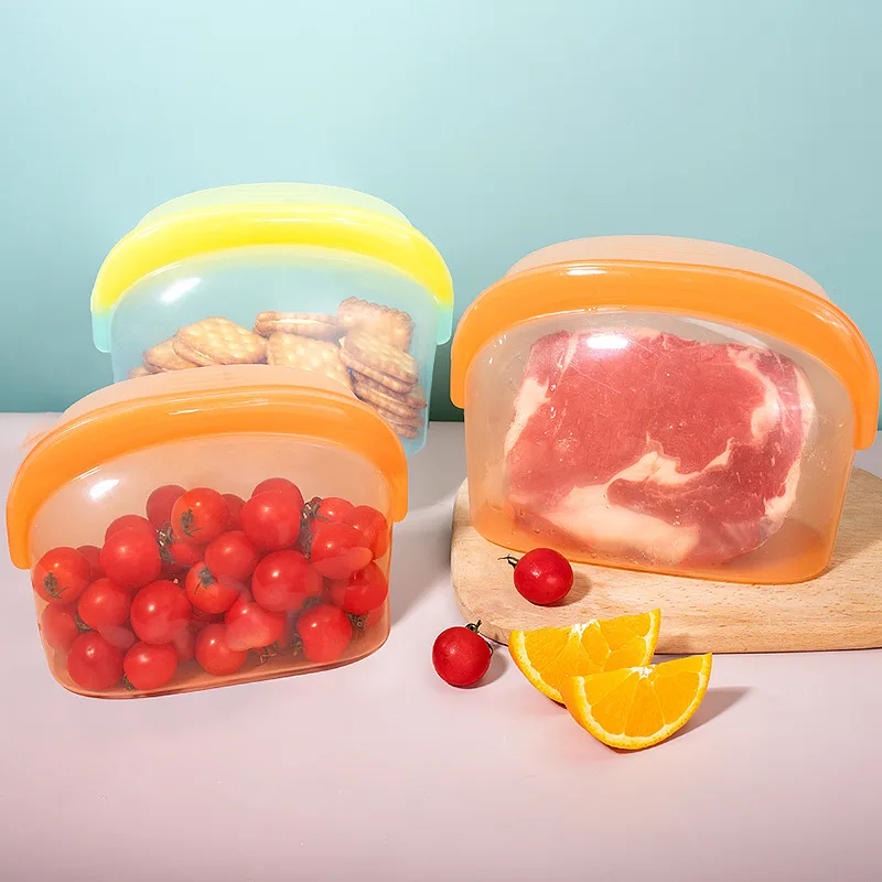 Wholesale BPA Free Eco Friendly Kitchen Fresh-Keeping Leakproof Reusable Storage Container Silicone Food Storage Bag - detail view 8