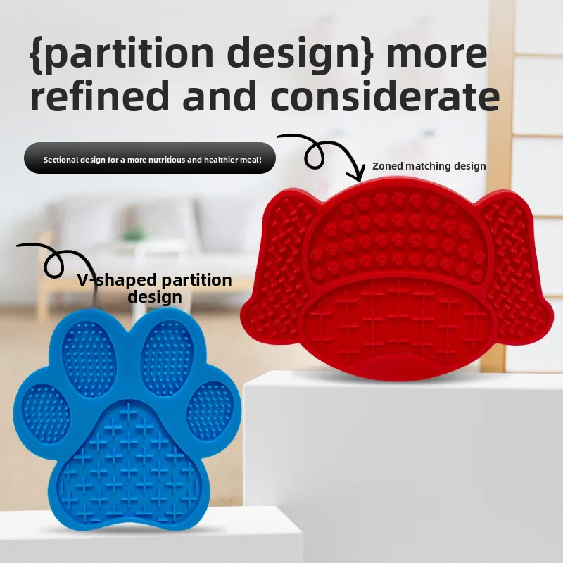 Moderne silicone animaux bol automatique Feature uni motif à ventouse base lent tapis de - detail view 1