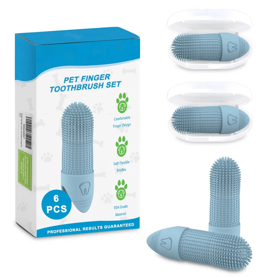 Food Grade Silicone Dog Finger Toothbrush Fits Most Fingers Pet Finger Brush Dog Cat Teeth Cleaning Brush - custom silicone manufacturer