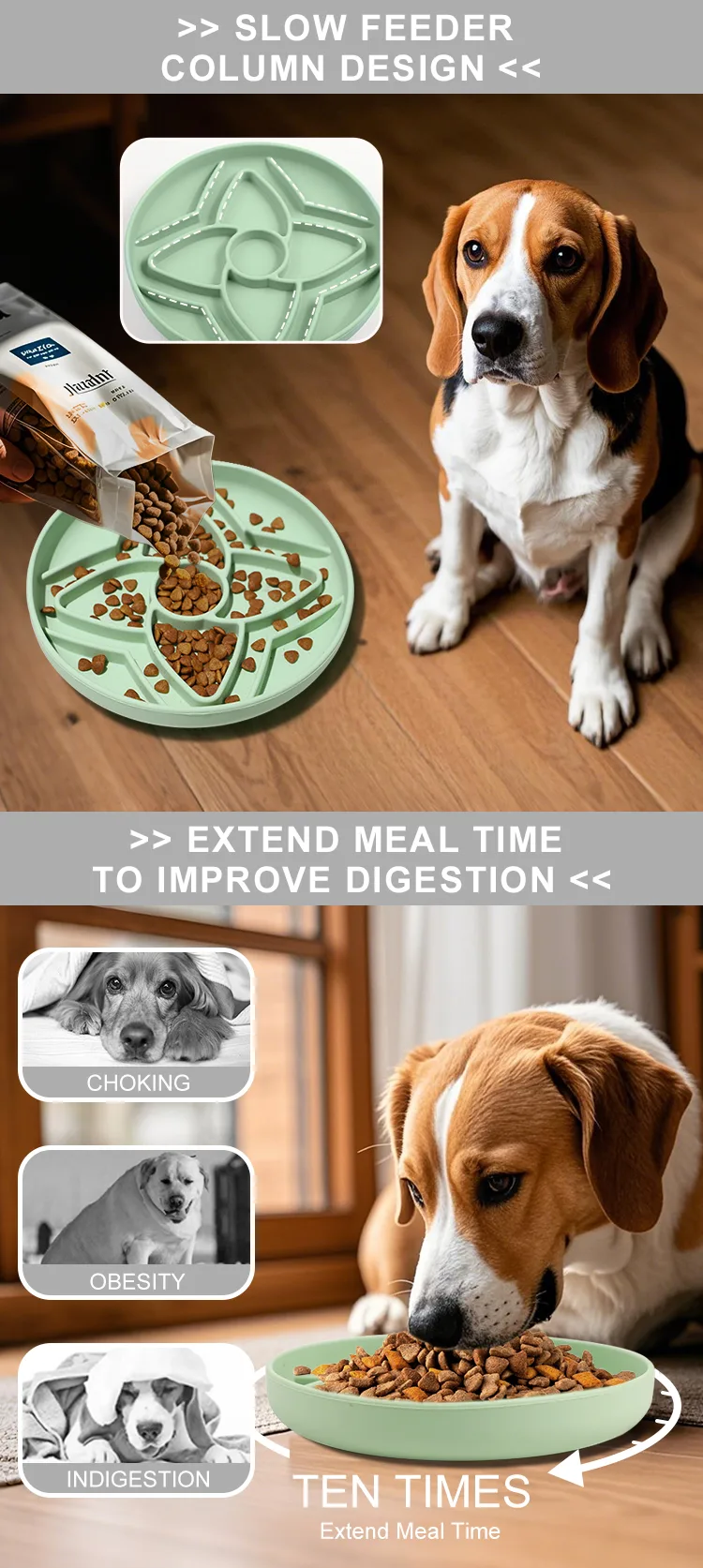2027 nouveau anti-Choking lent alimentation chat chien Disc écologique silicone animaux - detail view 7