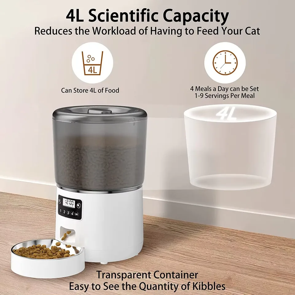 Modern Solid Pattern Timed Automatic Cat Feeders Small Animal Suitable Bowls Rechargeable Power Source - detail view 1