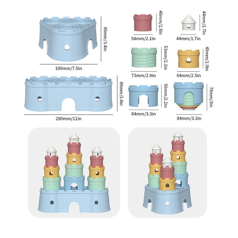 BPA Free Silicone Soft Castles Building Blocks Teething Stacking Teether Children'S Educational Baby Stacker Stacking Toy - detail view 5