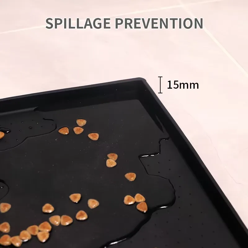 Sem BPA Rectangle-Shaped silicone cão alimentação tapete antiderrapante não-Spills animais - detail view 1