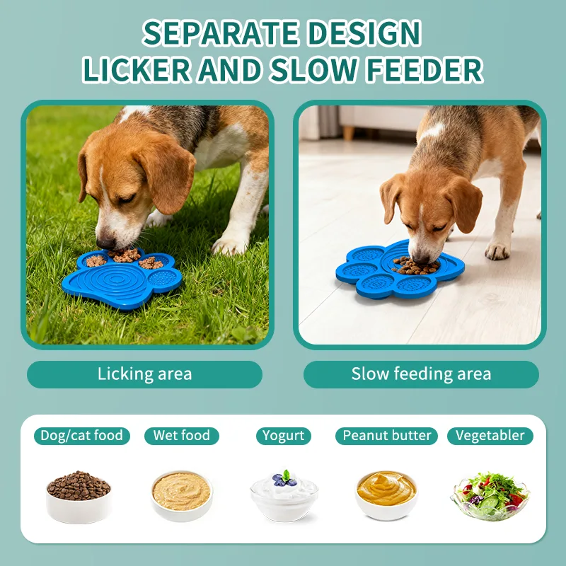 Custom Silicone Licking Mat Bowl Dog Collapsible Silicone Dog Bowl cat Slow Feeder Dog Slow Feeder Bowl - detail view 7