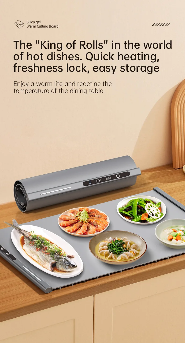 Food Warming Mat Flexible Silicon Heating Board Roll up Easy Storage Portable Electric Silicone Heating Mat for Food - detail view 11