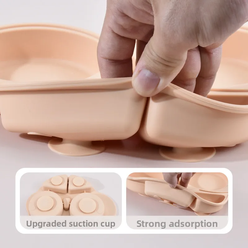 Baby Silicone Food Divided Plate Suction-Capacity Dining Tableware for Children's Practice Applications - detail view 8