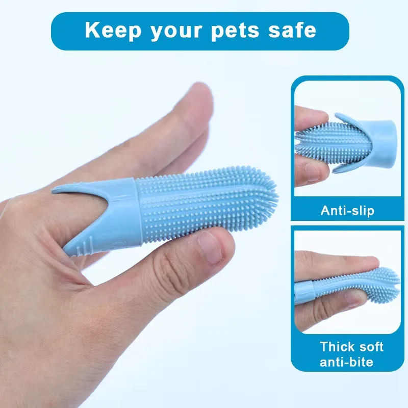 Grado alimenticio silicona perro dedo cepillo de dientes Fits Most Fingers mascotas dedo - detail view 2