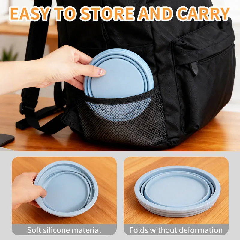 Custom Logo Pet Dog Folding Silicone Bowl Outdoor Easy Washable Foldable Dog Bowl Collapsible Puppy Bowl - detail view 2