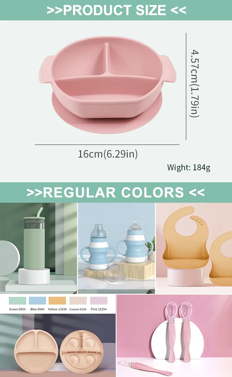Custom Baby Feeding Bowl Set with Suction Cup Base Food Grade Non-Toxic BPA Free Silicone Baby Bowl for Toddlers - detail view 10