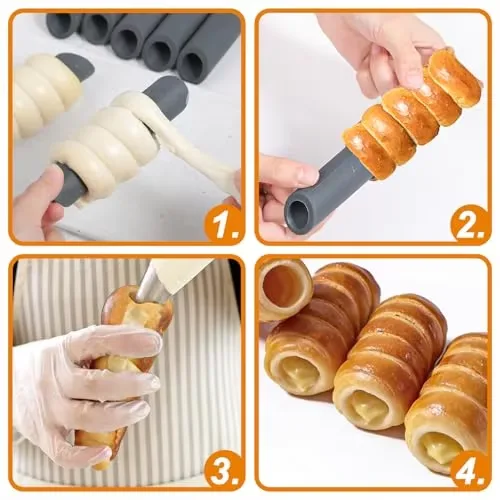 DIY Silicone Baking Tool Non-stick Forms Cream Roll Screw Croissant Shell Horn Danish Tube Pastry Molds - detail view 3
