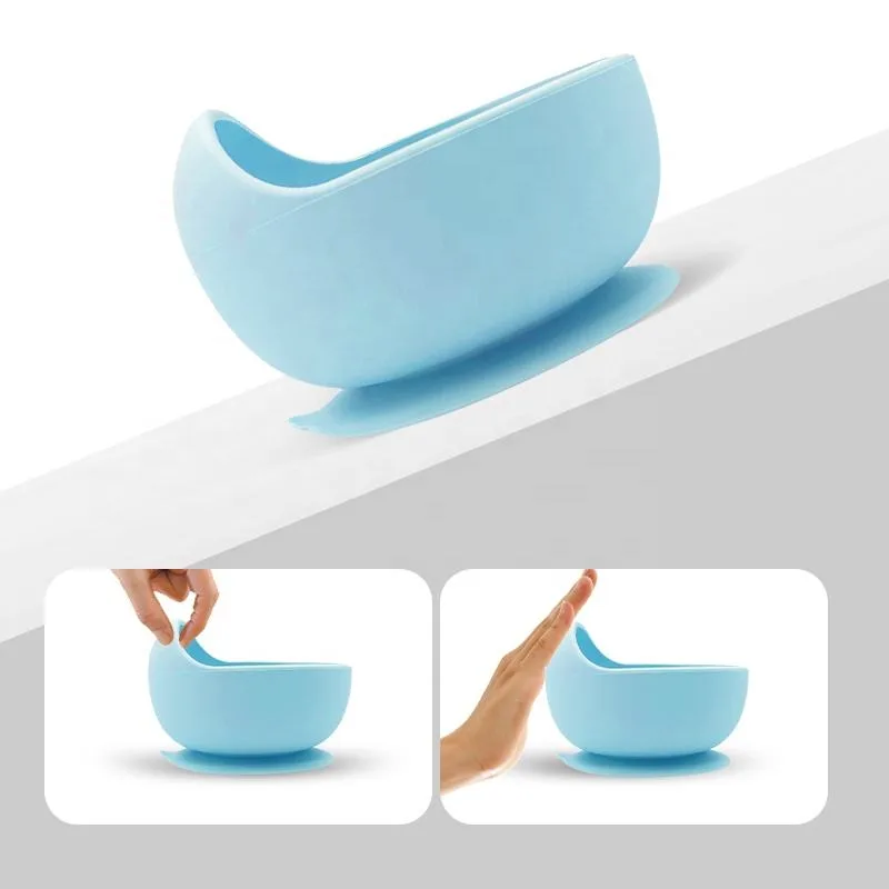 Bamboo à ventouse assiette bébé alimentation bol set base silicone bébé bol tout-petits - detail view 5