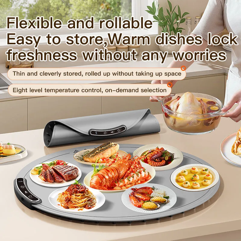 Heating Silicone Electric Warming Tray Food Warming Mat Roll up Buffet Hot Plates Heat Pad for Parties Home Travel - detail view 4